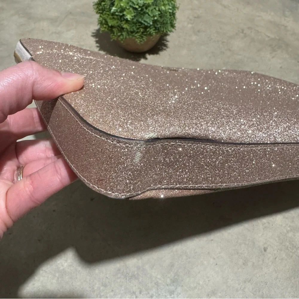 Kate Spade Rose Gold Glitter Sparkle Zipper Laptop Case Bag Holiday Festive Glam